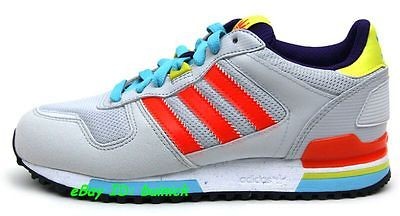 ADIDAS ZX 700 Trainers Grey Red Yellow Synthetic Mesh running 500 8000 