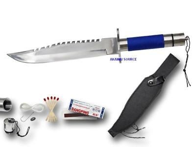 14 Blue Survival Kit Knife RAMBO Hunting Fish Camping Emergency 