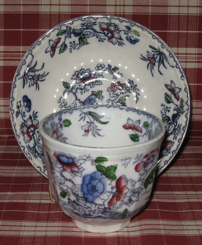 1843 55 MULBERRY TRANSFERWARE STAFFORDSHIRE AVA CUP & SAUCER T.J 
