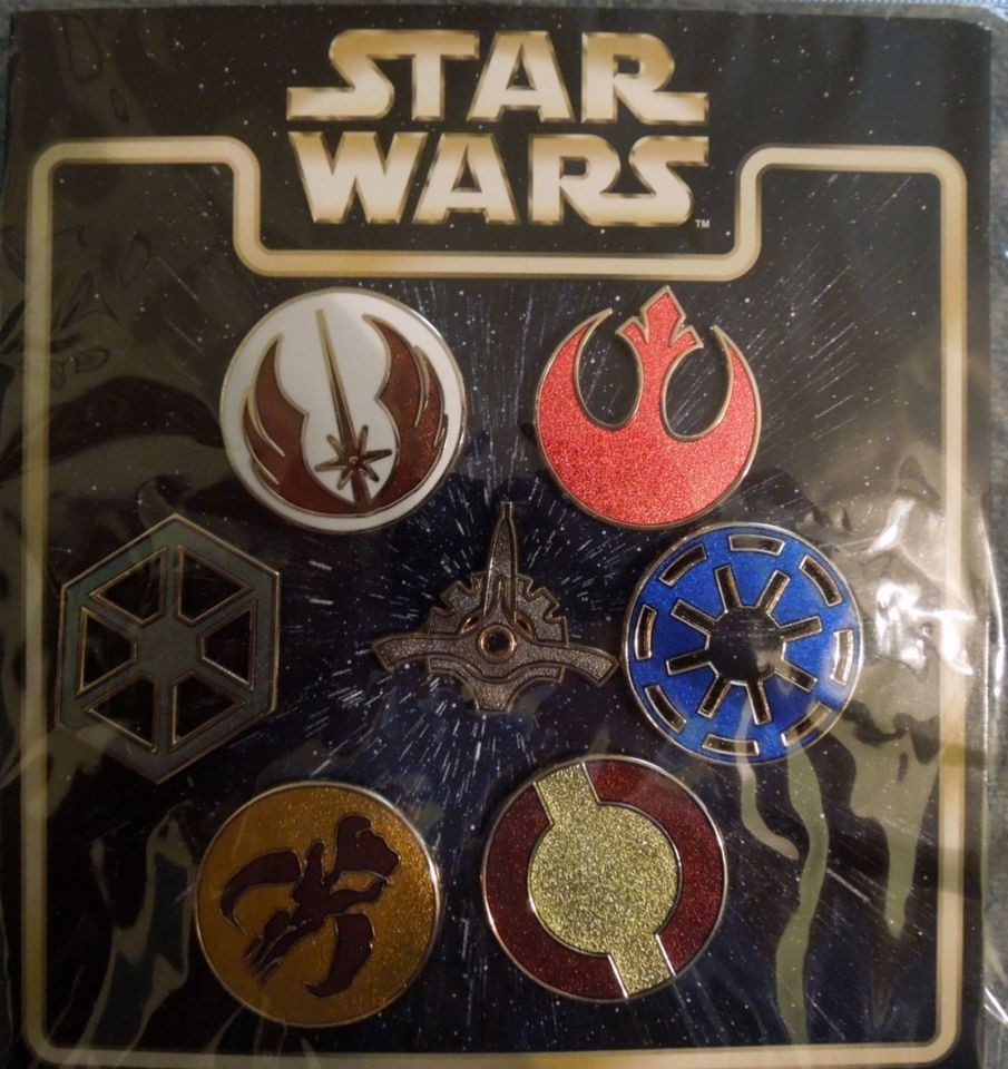 New Disney Star Wars Icon/Emblems 7 Pin Lanyard Booster Set