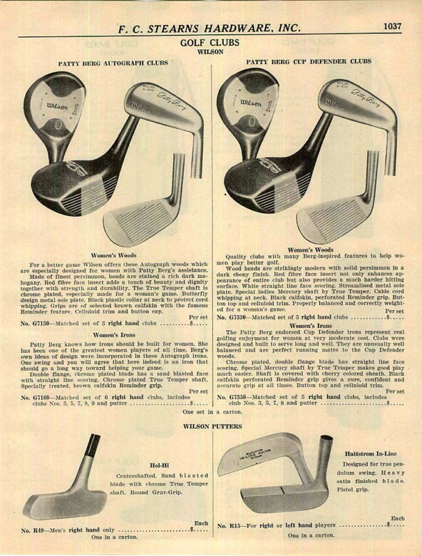 1931 wilson golf clubs patty berg autograph mdl bag ad