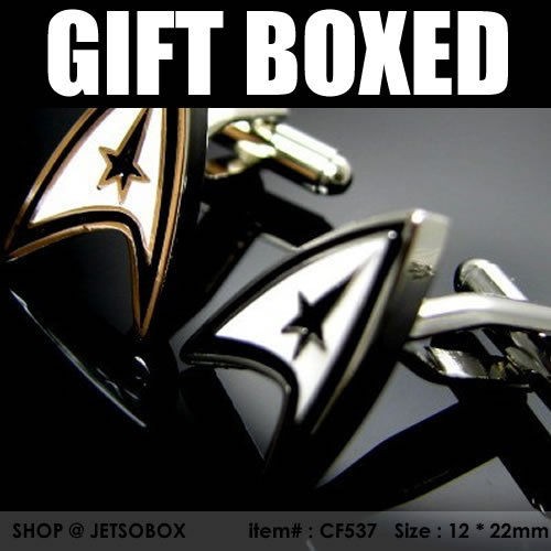 gift boxed star trek mens suit rhodium silver cufflinks from