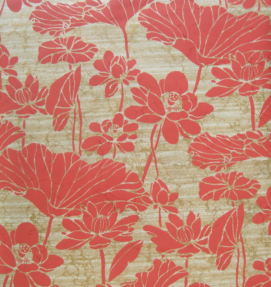 carlisle red floral on gold silver wallpaper double roll time