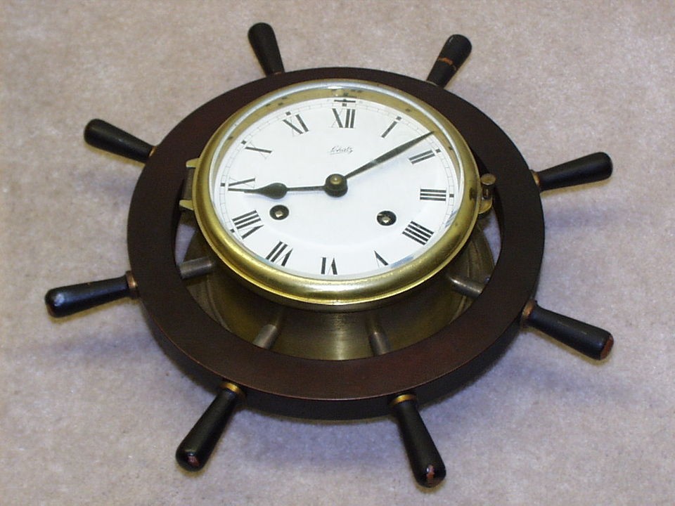 schatz vintage marine ships wheel clock needs work time left