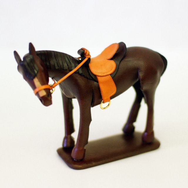 Horse Figure Handmade Genuine Leather Horse Ornament *VANCA* Made in 