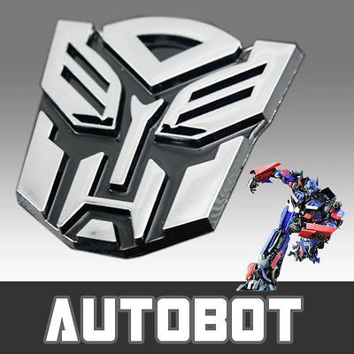   3D Chrome Color Sticker Decal Transformer logo Autobot Emblem Badge