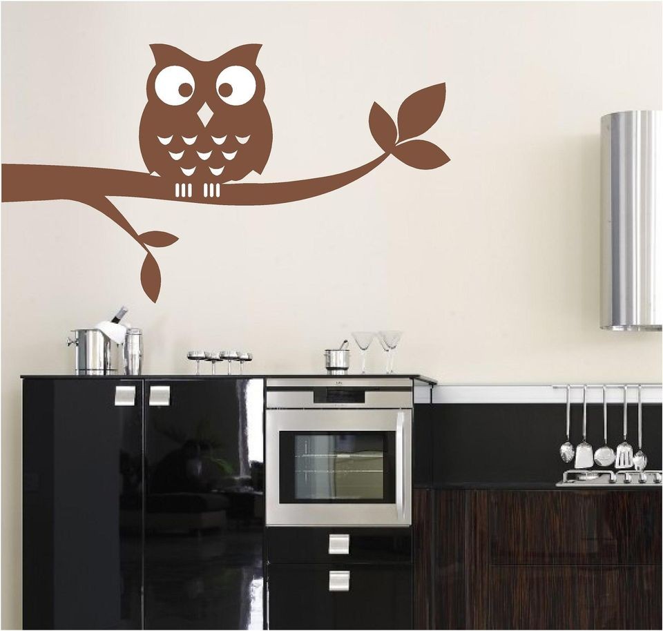 OWL AND TREE WALL ART STICKER DECAL CHOOSE FROM 21 DIFFERENT COLOURS