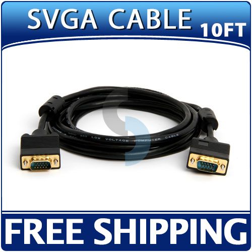 10FT SVGA VGA LCD Monitor Cable M M Male HD15 pin Extension Cord 