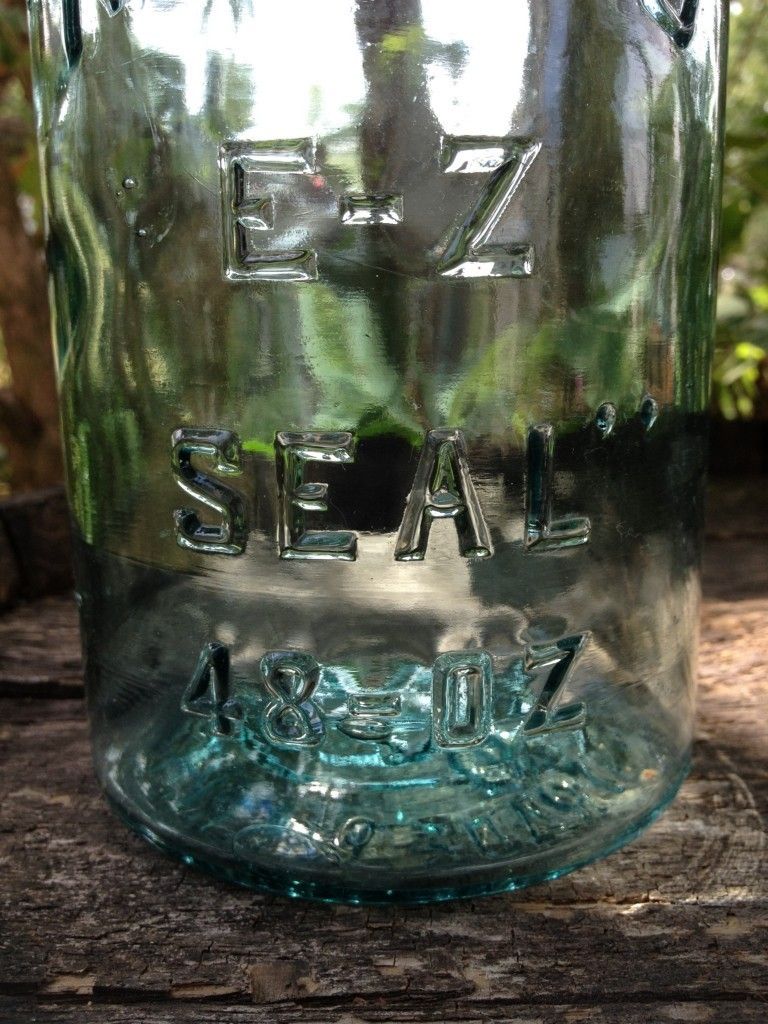 48 OZ Atlas E Z Seal Vintage Aqua Fruit Jar Mason Jar w Glass Lid