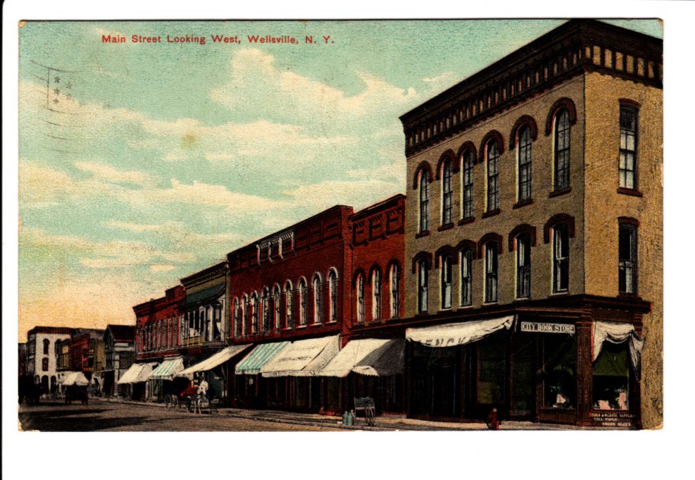   Street Scene Wellsville NY Postcard Allegany County Old 1909