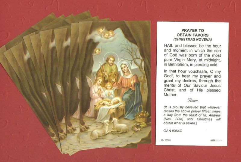 10 Christmas Catholic Holy Cards w St Andrew Prayer