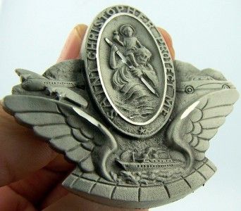 Auto Car Travel Visor Clip Pewter Protection Angel Wings Saint St 