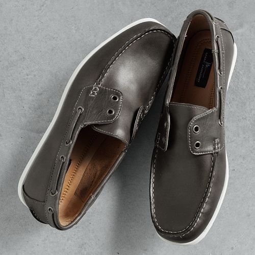 NIB Marc Anthony Mens Gray Leather Boat Shoes 9 M