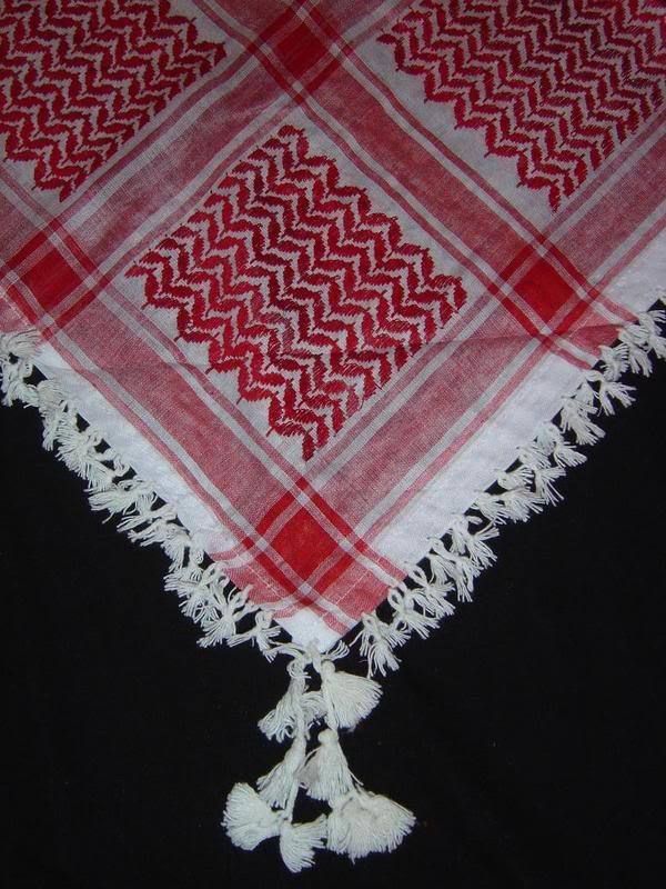 Red Palestinian Scarf Yasser Arafat Style Shemagh White