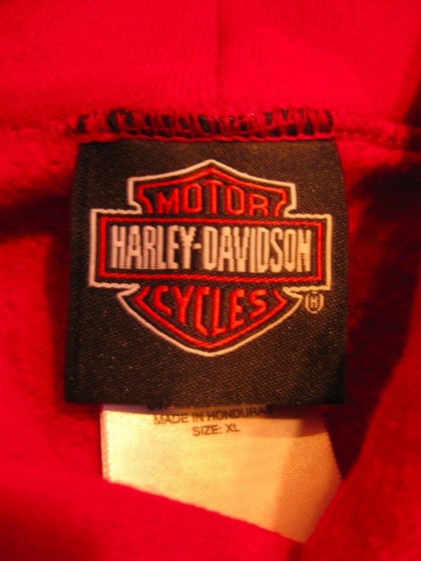 Harley Davidson Motorcycles Red Hoodie Sweatshirt Mens XL Embroidered 