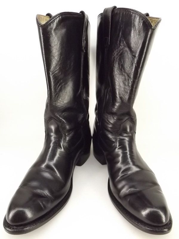 Mens cowboy boots black leather HH Double H 10 B classic western