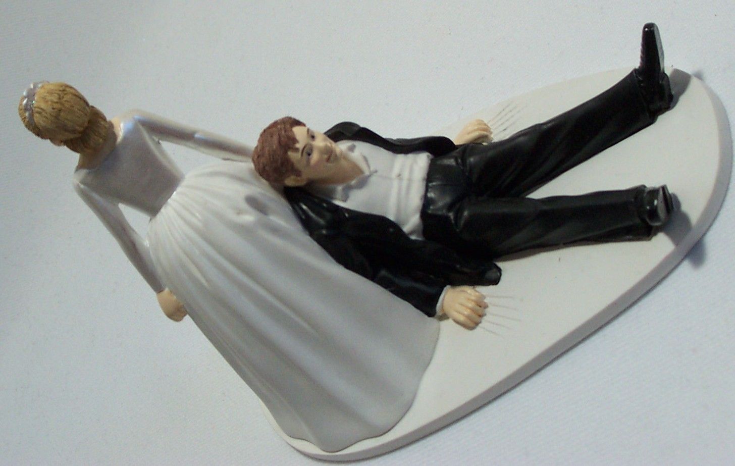   BRIDAL WEDDING HUMOROUS SEXY CAKE TOPPER Bride Drags Groom to Alter