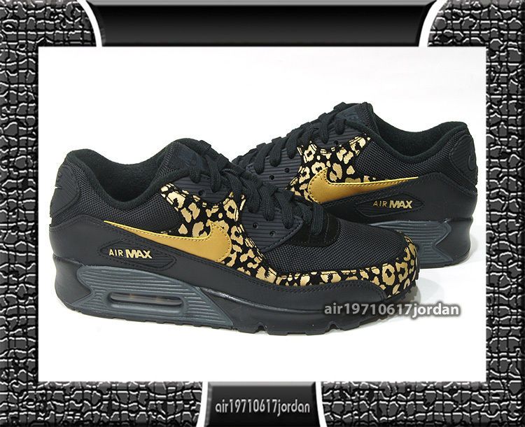 2012 Nike Wmns Air Max 90 Black Metallic Gold Leopard 325212 023 UK 3 