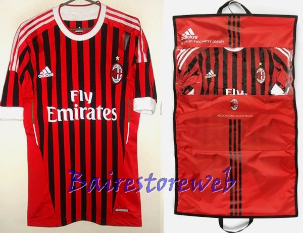 Great AC Milan Home TECHFIT Adidas 2011 12 with Original Bag New Sz L 