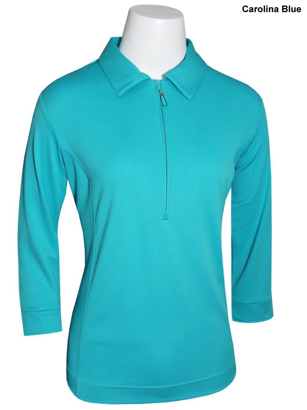 New Sport Haley Golf Ladies Aerocool 3 4 Sleeve Polo Carolina Blue 
