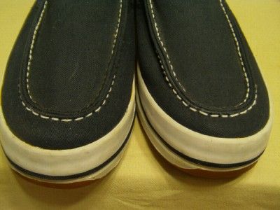 Anchor Bay Mens White Navy Canvas Boat Deck Shoes 7 5
