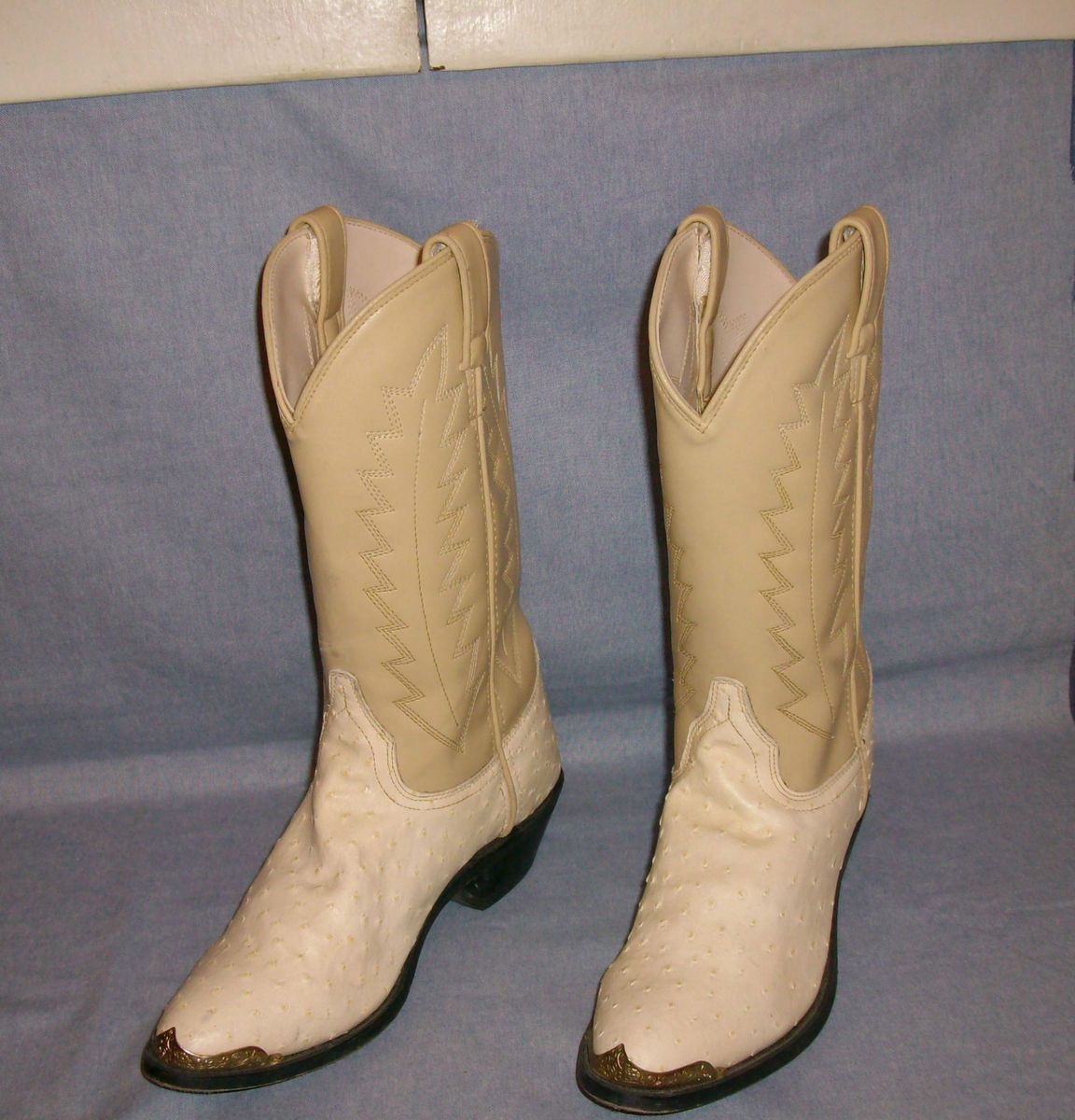 Womens White Ostrich Western Cowgirl Boots India Size 8