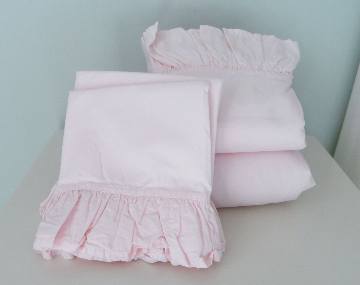 Rachel Ashwell Simply Shabby Chic Blush Beauty Pink Ruffled Full Sheet 