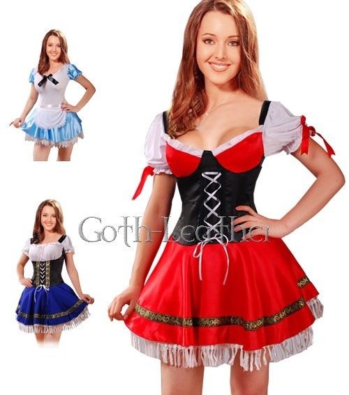 Sexy Red Beer Girl Cosplay Fancy Dress Costume L suitable temptation 