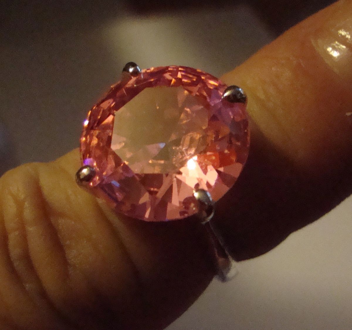 Sterling Silver Huge Round Hot Pink Bella Luce CZ Ring
