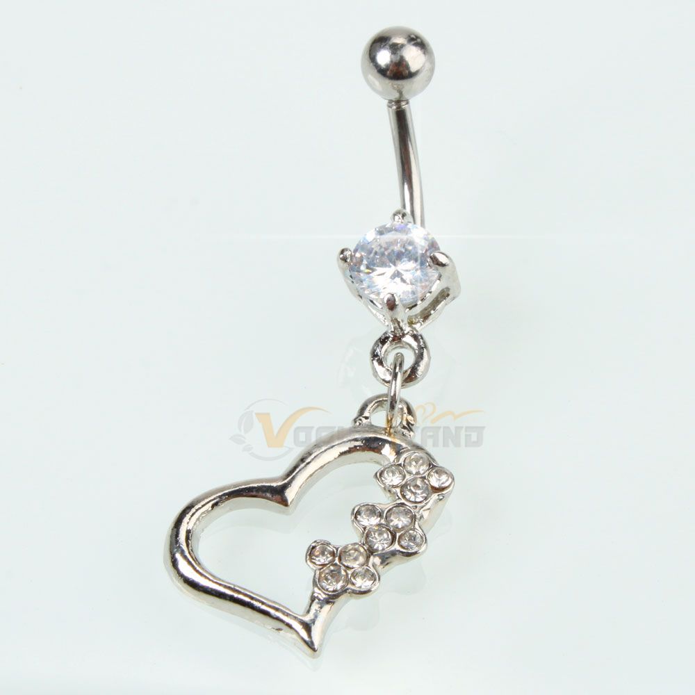   Barbell Navel Belly Button Ring Clear Crystal Body Jewelry
