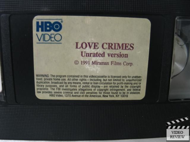 Love Crimes (VHS Unrated) Sean Young, Patrick Bergin, James Read