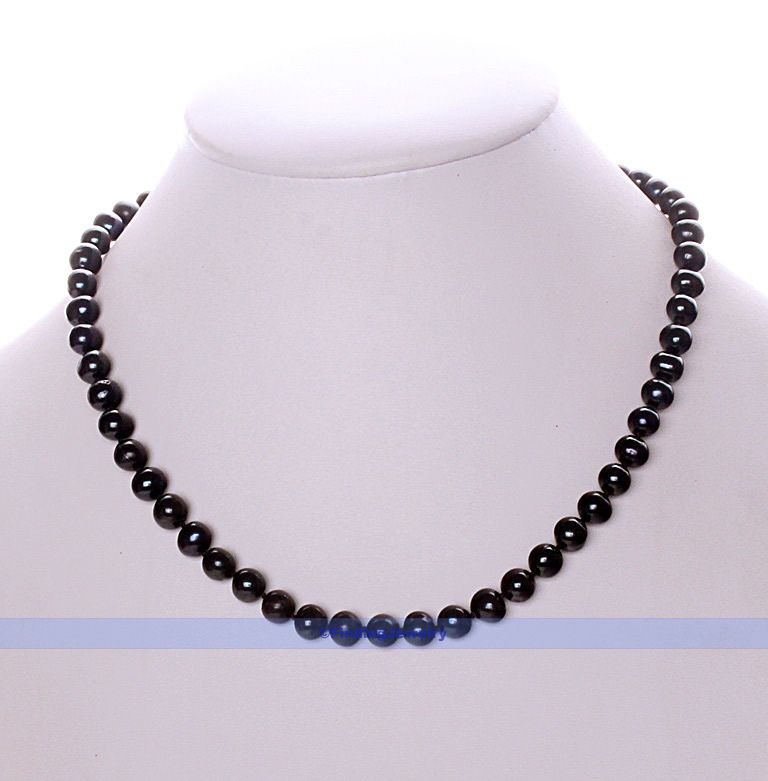   17 AAA 7 8mm Genuine Black Pearl Necklace FINDINGJEWELRY