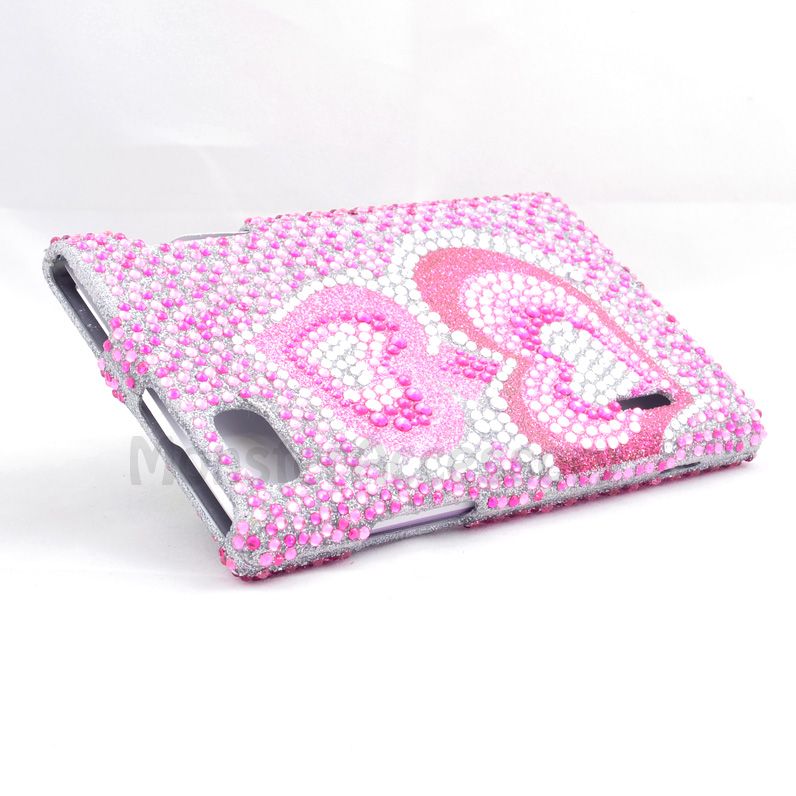 Pink Heart Bling Hard Cover Case for LG Intuition Optimus Vu VS950 