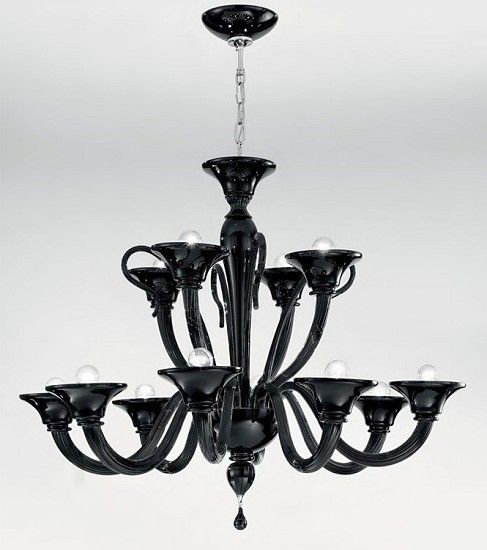 TOPDOMUS Murano Blown Glass Chandelier Black 8 4 Lights Directly from 
