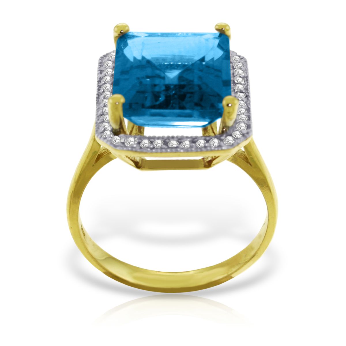   Certified 7.8 Ct RING NATURAL Diamond BLUE TOPAZ 14K Solid Yellow Gold