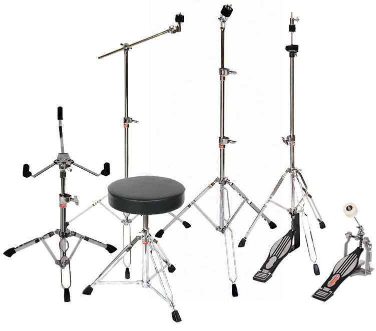   Piece Drum Set Kit Hardware Pack Stands Bass Pedal Throne