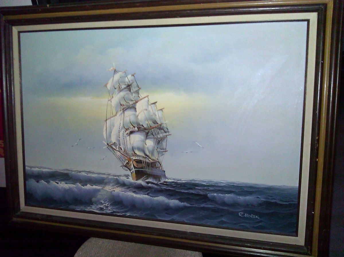 Boren Oil Painting Clipper SHIP at Sea