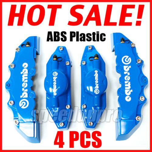Blue Brembo Style Brake Caliper Cover Set Front and Rear 4 Pieces 
