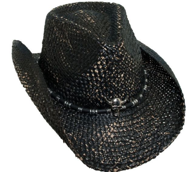 Bret Michaels Black Western Cowboy Hat Skull Concho Rock Star 
