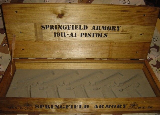 Springfield Armory 1911 5 Gun Pistol Wood Box Case