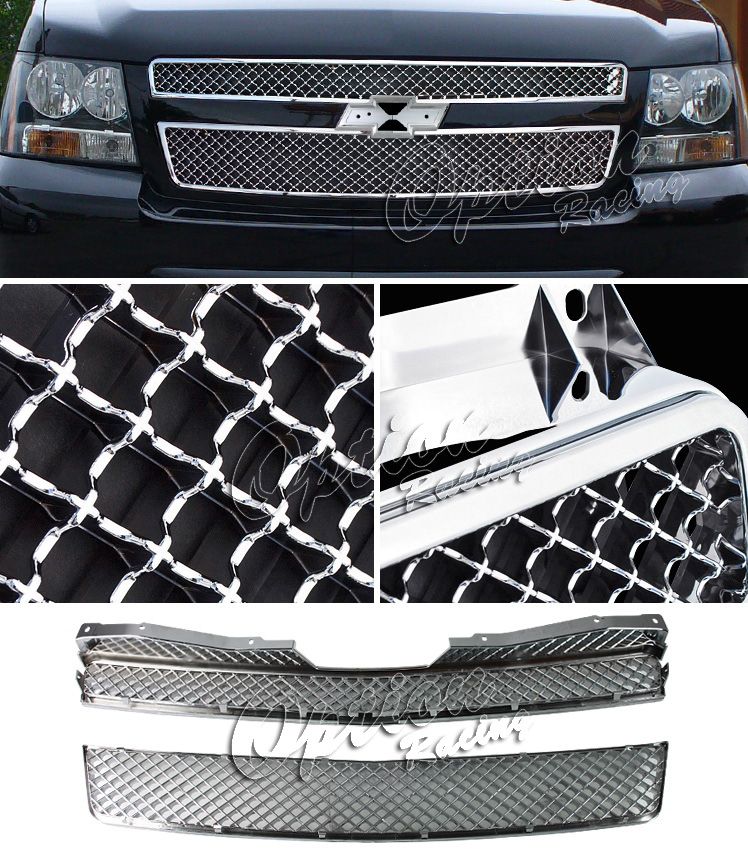 07 08 09 10 Chevy Tahoe Suburban All Chrome Bentley Style Front Mesh 