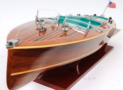 chris craft triple cockpit speed boat model varnished