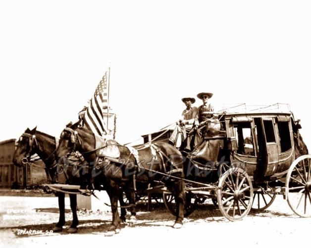 Spearfish South Dakota Deadwood SD Stagecoach Stage US USA Flag