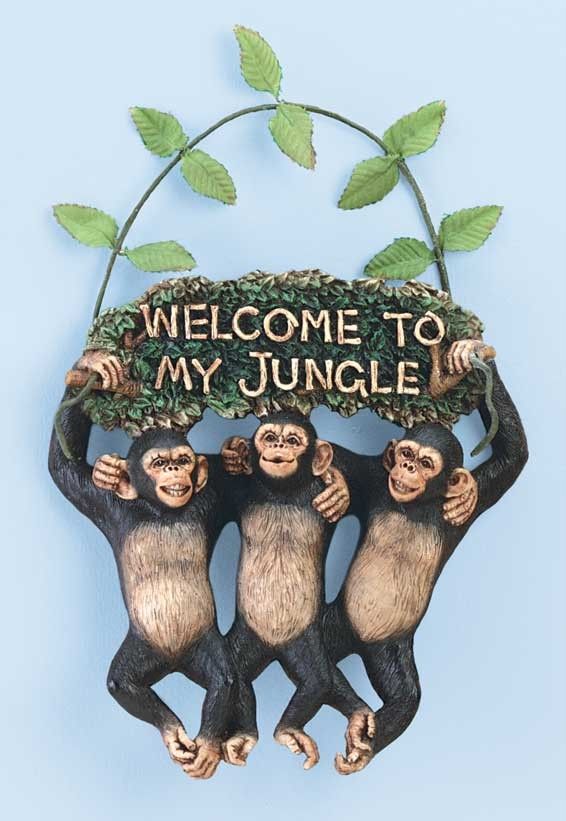 Happy Chimpanzees/Monkeys & Vine WELCOME To My Jungle Hanging SIGN