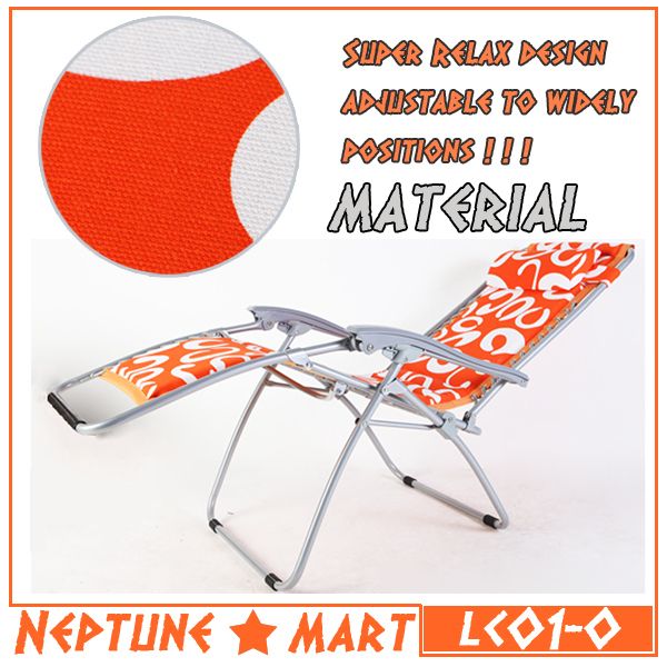 Neptune』Orange White Folding Lounge Chair Leisure Beach Recliner