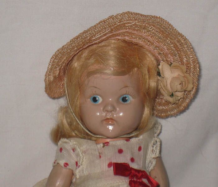 1948 50 VOGUE 8 HARD PLASTIC PAINTED EYE STRUNG GINNY DOLL a