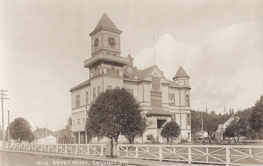 RPPC Coquille or Oregon County Court House Courthouse Clock Tower