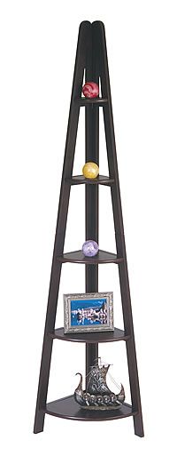 Espresso Finish Tiered Corner Ladder Bookcase Display Wood Accent
