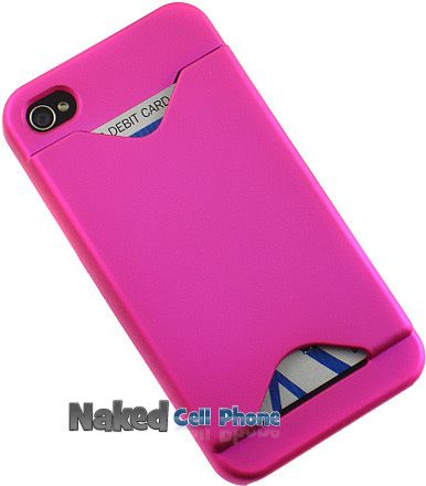 Pink Credit Card ID Wallet Case Cover for iPhone 4S 4
