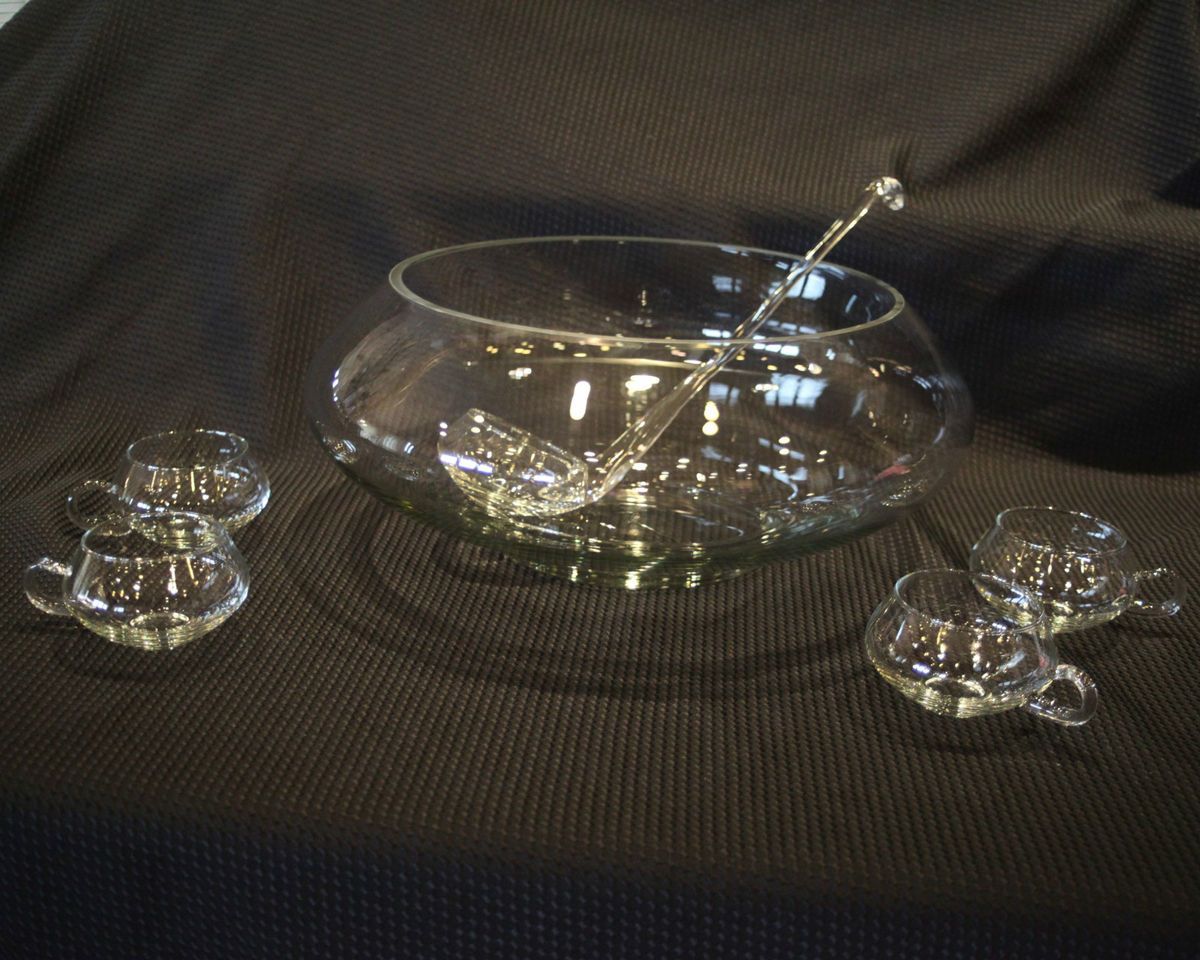 Crystal Glass Moderno Riekes Crisa 26 Piece Punch Bowl Set